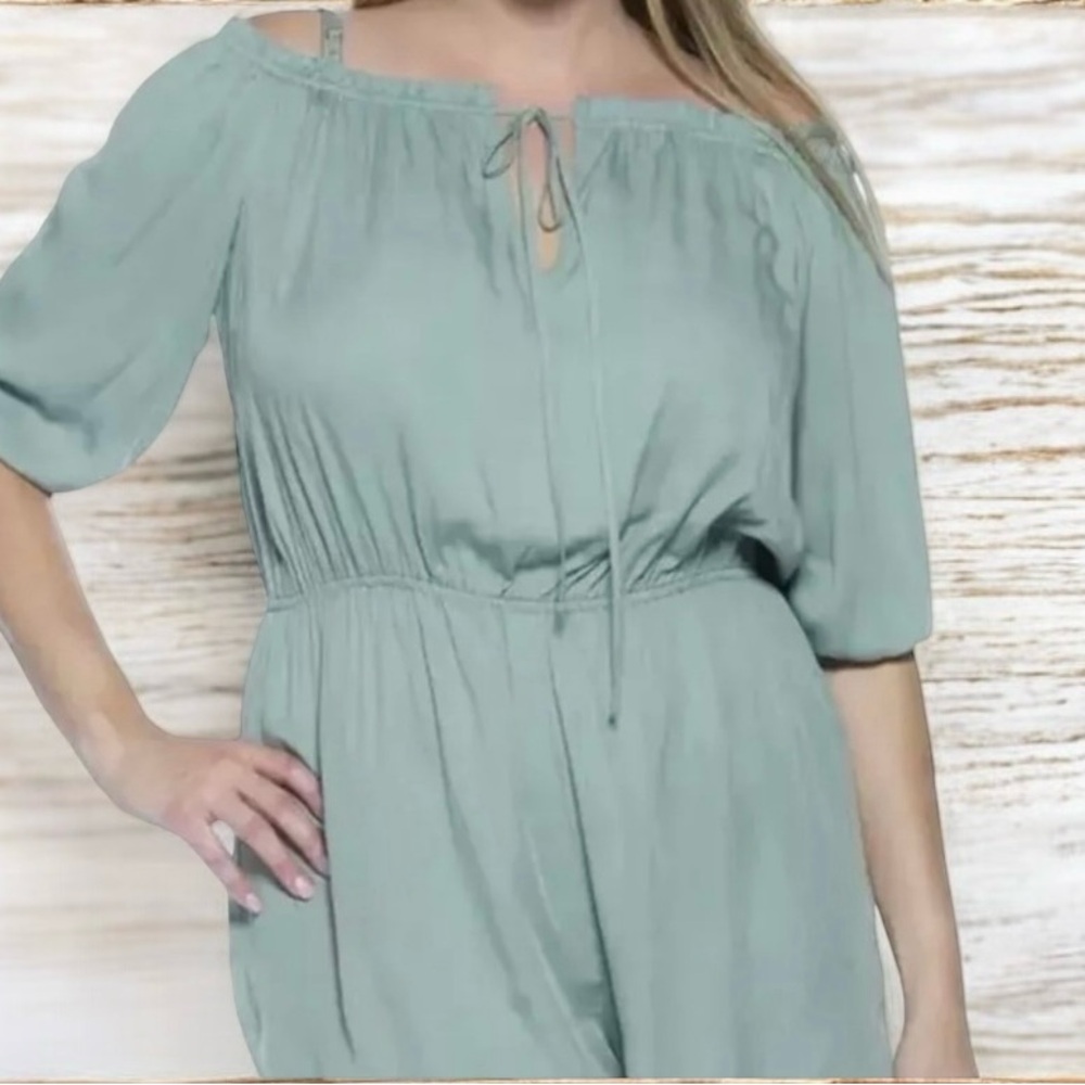 Womens 1X Plus Size Super Soft Sage Romper New - Picture 2 of 8